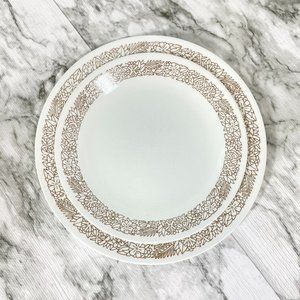 Corelle Livingware Vintage Woodland Brown Dinner & Lunch Plate, Set of 2. Retro